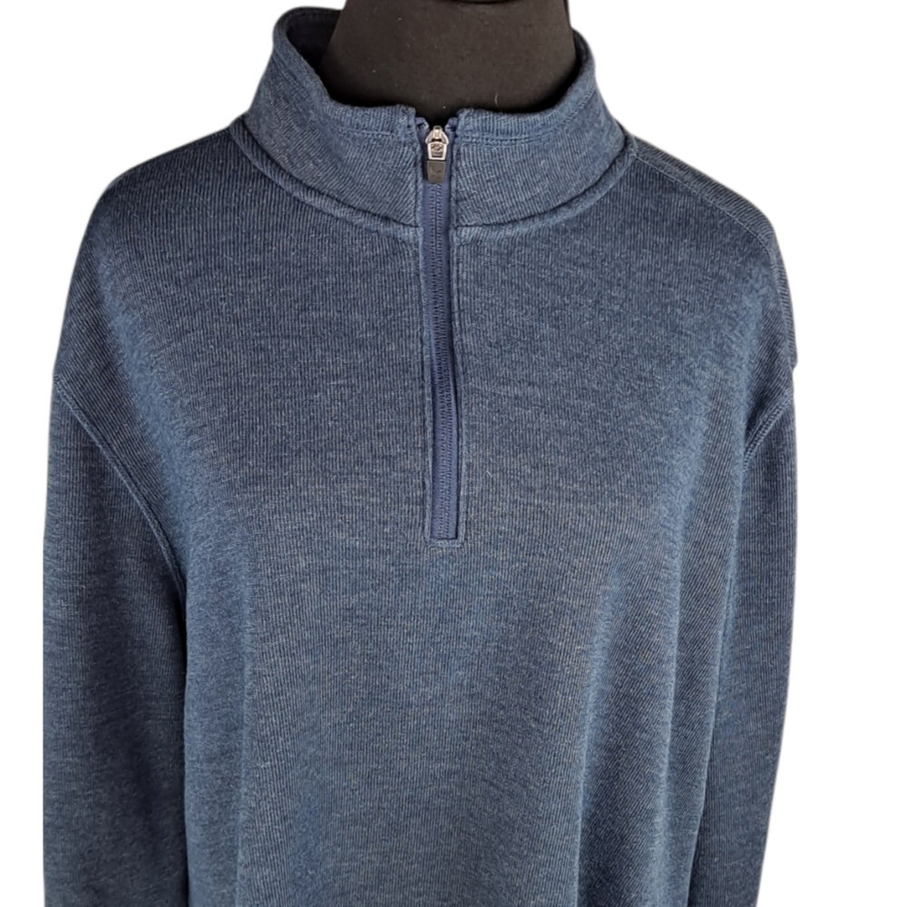 Eddie Bauer Sweater Mens XXL 2XL Black Fleece 1/4 Zip Mock Neck Long Sleeve